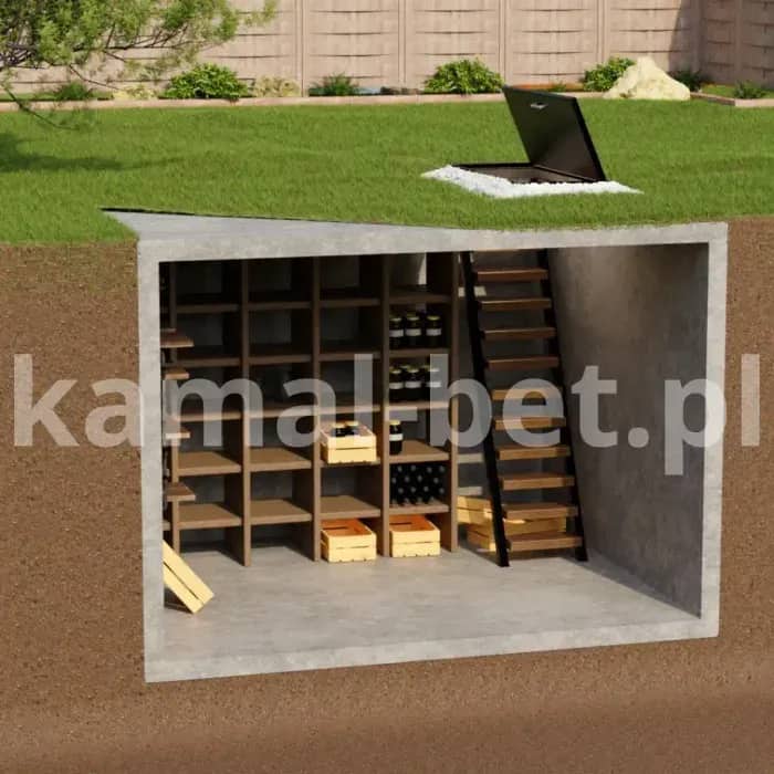 Betonowa piwnica z płaskim dachem z wejściem od góry – (340x240x220cm) — miniatura 3