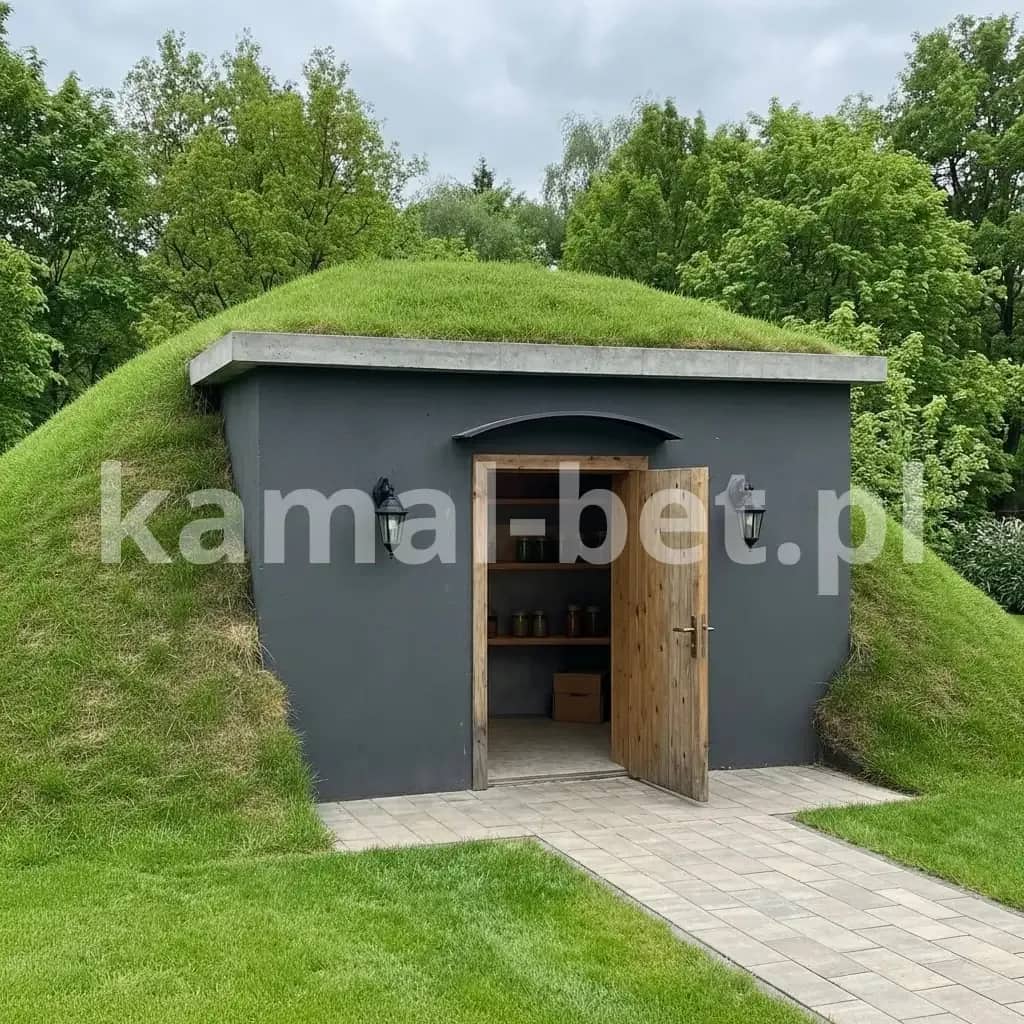 Betonowa piwnica z płaskim dachem z wejściem od dłuższej strony – (200x240x215cm) — miniatura 8